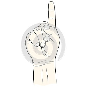 Index finger up, a gesture, raised index finger, a symbol