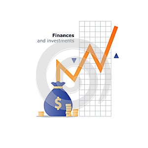 Index fund investment concept, budget spending, economy growth