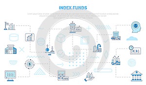 index funds concept with icon set template banner with modern blue color style