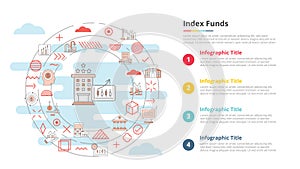 index funds concept for infographic template banner with four point list information