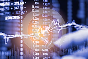 Index graph of stock market financial indicator analysis on LED.