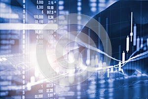 Index graph of stock market financial indicator analysis on LED.