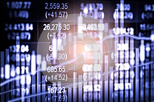 Index graph of stock market financial indicator analysis on LED.