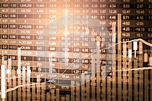 Index graph of stock market financial indicator analysis on LED.