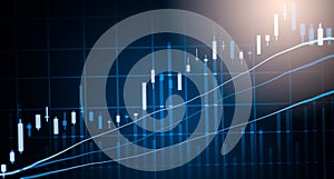 Index graph of stock market financial indicator analysis on LED.