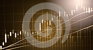 Index graph of stock market financial indicator analysis on LED.