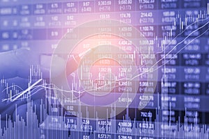 Index graph of stock market financial indicator analysis on LED.