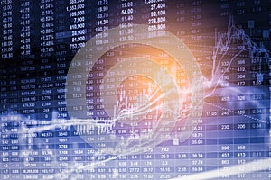 Index graph of stock market financial indicator analysis on LED.