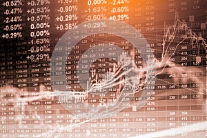 Index graph of stock market financial indicator analysis on LED.