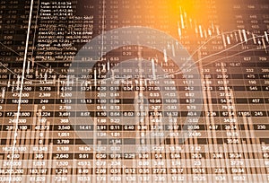 Index graph of stock market financial indicator analysis on LED.