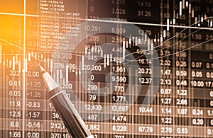 Index graph of stock market financial indicator analysis on LED.