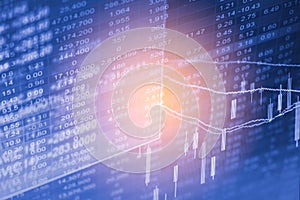 Index graph of stock market financial indicator analysis on LED.