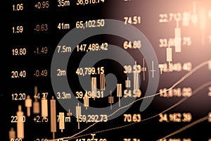 Index graph of stock market financial indicator analysis on LED.