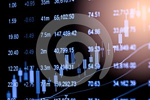 Index graph of stock market financial indicator analysis on LED.