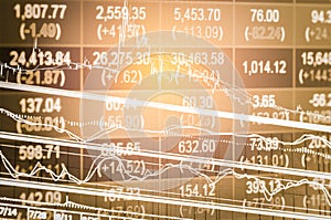 Index graph of stock market financial indicator analysis on LED.