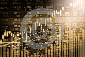 Index graph of stock market financial indicator analysis on LED.