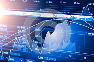 Index graph of stock market financial indicator analysis on LED.