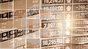 Index graph of stock market financial indicator analysis on LED.