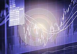 Index graph of stock market financial indicator analysis on LED.