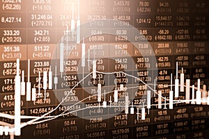 Index graph of stock market financial indicator analysis on LED.