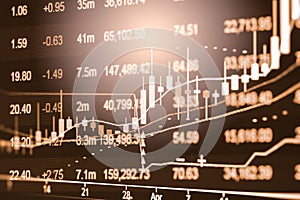 Index graph of stock market financial indicator analysis on LED.