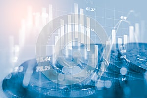 Index graph of stock market financial indicator analysis on LED.