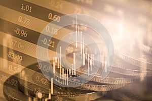 Index graph of stock market financial indicator analysis on LED.