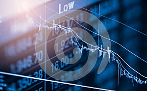 Index graph of stock market financial indicator analysis on LED.