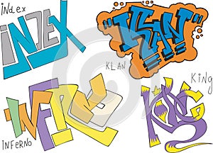 Index, klan, inferno and king graffiti