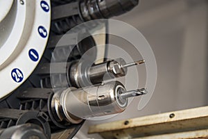The indexable tool in the tooling magazine of machining center