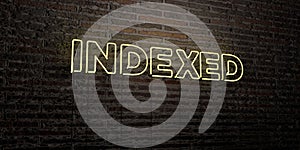 INDEXED -Realistic Neon Sign on Brick Wall background - 3D rendered royalty free stock image