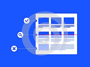 Indexing and crawling a web page by search engine crawler robot. Indexed or non-indexed parts, search for changes and