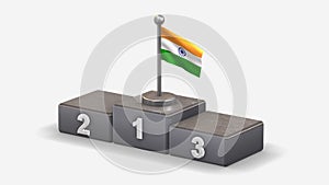 India 3D waving flag illustration on winner podium.