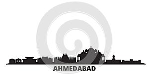 India, Ahmedabad city skyline isolated vector illustration. India, Ahmedabad travel black cityscape