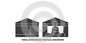 India, Ahmedabad, Travels Landsmark travel landmark vector illustration