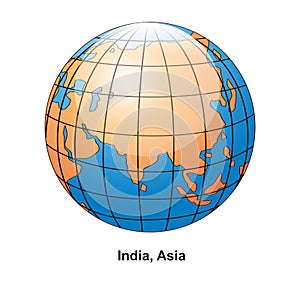 India and Asia Globe