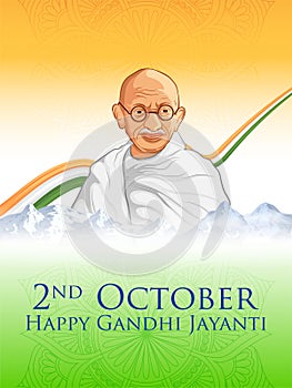 India background with Nation Hero and Freedom Fighter Mahatma Gandhi popularly known as Bapu for 2nd October Gandhi