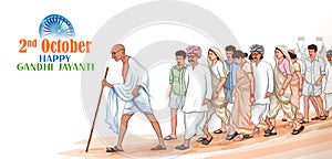 India background with Nation Hero and Freedom Fighter Mahatma Gandhi popularly known as Bapu for 2nd October Gandhi