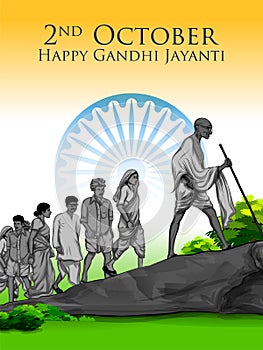 India background with Nation Hero and Freedom Fighter Mahatma Gandhi popularly known as Bapu for 2nd October Gandhi