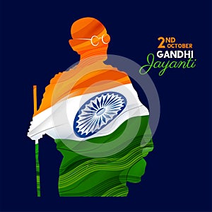 India background with Nation Hero and Freedom Fighter Mahatma Gandhi popularly known as Bapu for 2nd October Gandhi