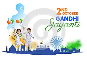 India background with Nation Hero and Freedom Fighter Mahatma Gandhi popularly known as Bapu for 2nd October Gandhi