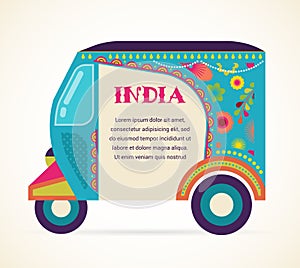 India - background with patterned rickshaw photo