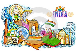 India background showing its incredible culture and diversity with monument, festival