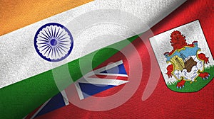 India and Bermuda two flags textile cloth, fabric texture