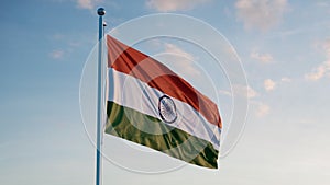 India Bharat New Delhi Flag Cinematic Realistic Waving Dolly Out