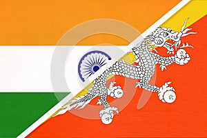 India and Bhutan, symbol of national flags from textile