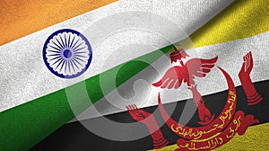 India and Brunei Darussalam two flags textile cloth