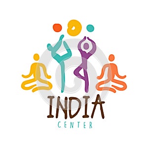 India center logo, colorful hand drawn vector illustration