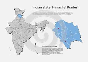 India country map, Himachal Pradesh state template