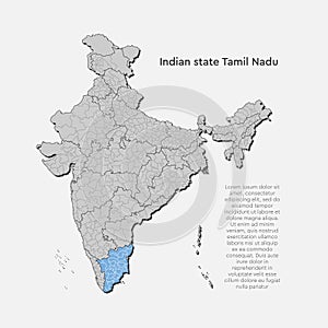 India country map Tamil Nadu state template